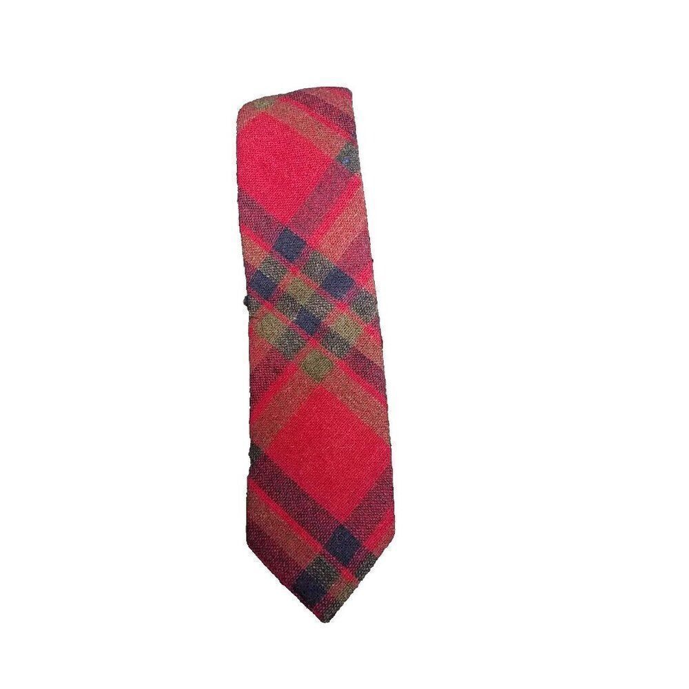 1901 Nordstrom Men's Neck Tie Slim 2.5 Red Green Plaid Winter Preppy Necktie